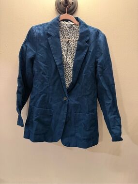 Old Navy Denim Jacket Dark Wash Floral Lined Trucker Coat XS TP